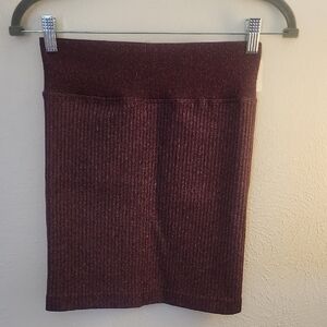 Pink Victoria's Secret Burgandy With Silver Sparkles Ribbed Mini Skirt NWT M